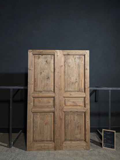 Handcrafted 3 Panel Solid French Doors - 62x96 - N807