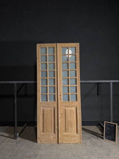 Antique Obscured Glass 14 Lite French Doors - 43.25x98 - N575
