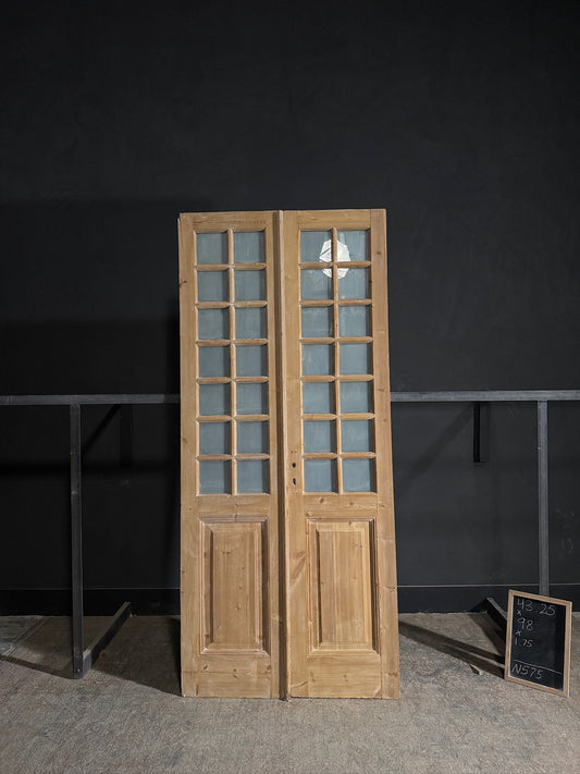 Antique Obscured Glass 14 Lite French Doors - 43.25x98 - N575