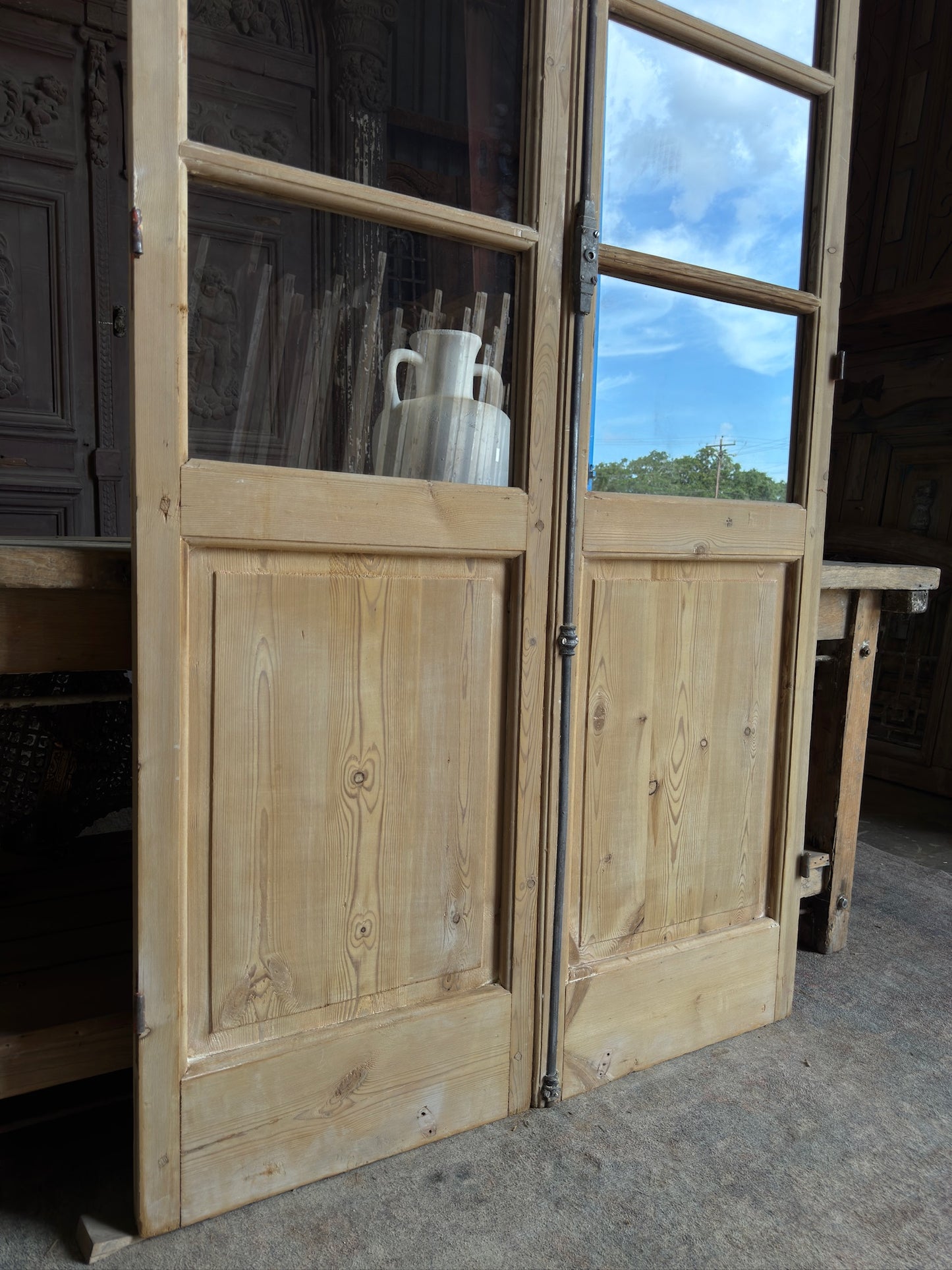 8 Lite European Antique Glass French Doors - 42.75x88.25 K99