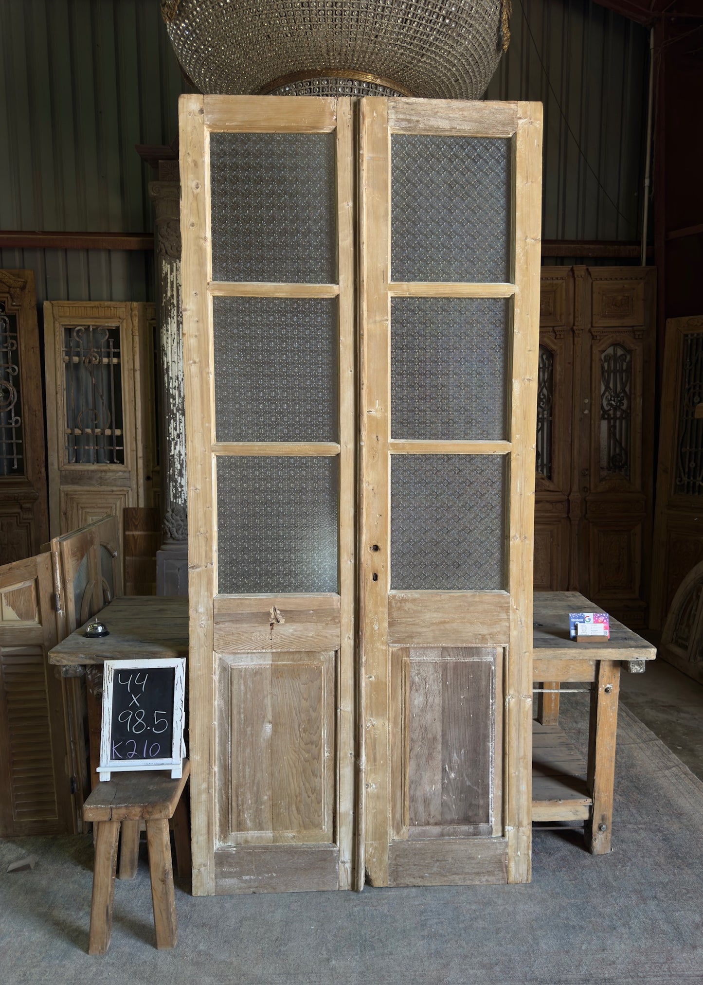 6 Lite European Antique Glass French Doors - 44x98.5 K210
