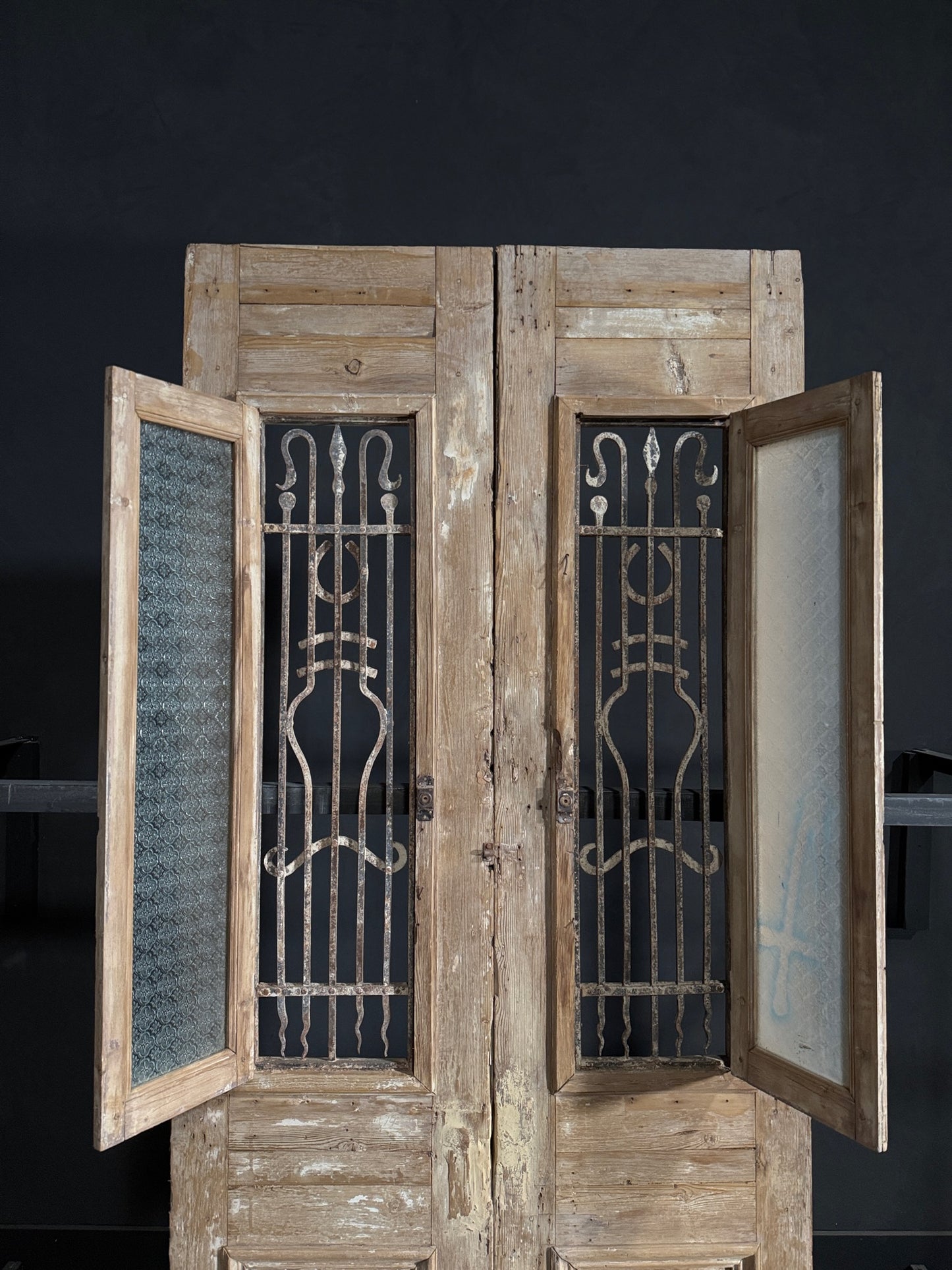 Antique Carved Iron French Doors - 43.5x98 - N100