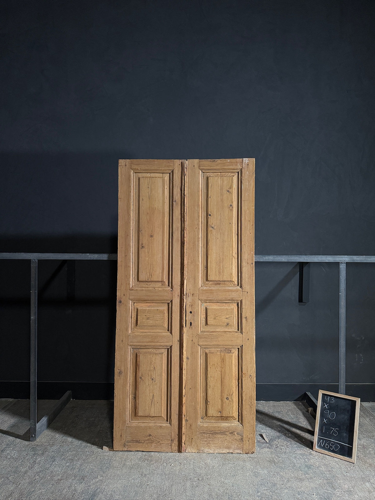 Antique 3 Panel Solid Double Doors - 43x90 - N650