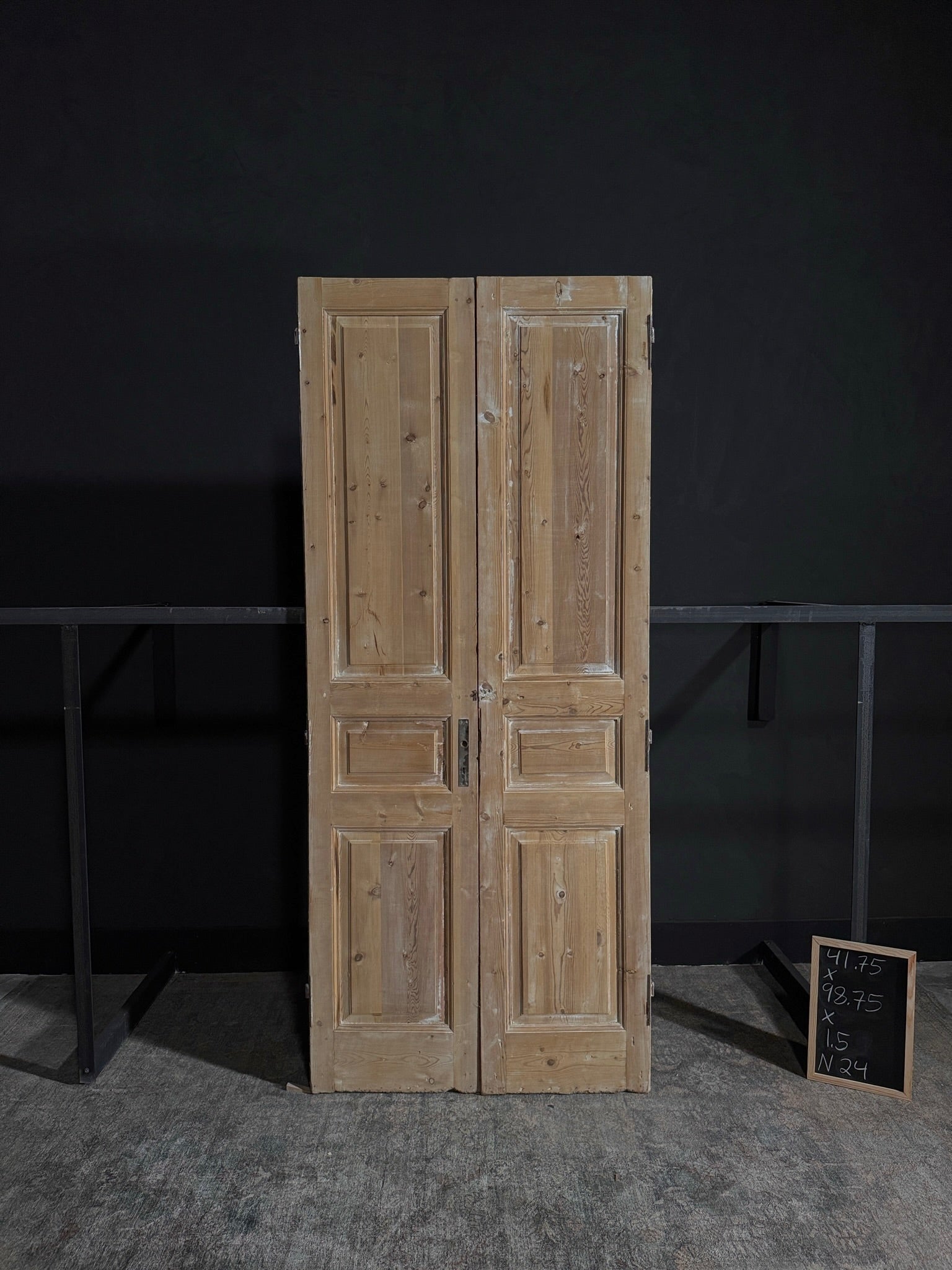 Antique Iron 3 Panel Double Doors - 41.75x98.75 - N24