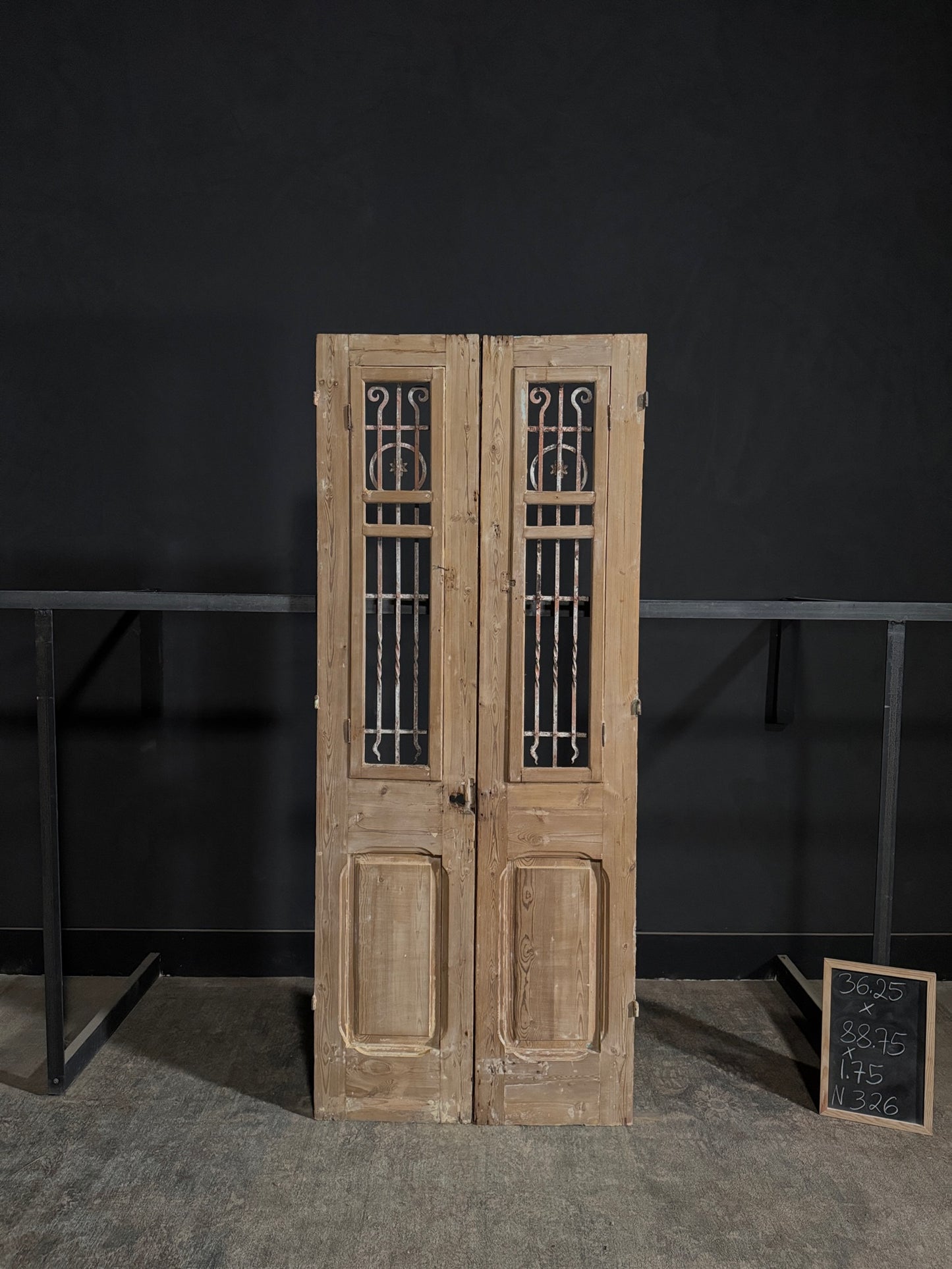 Antique Carved Iron French Doors - 36.25x88.75 - N326