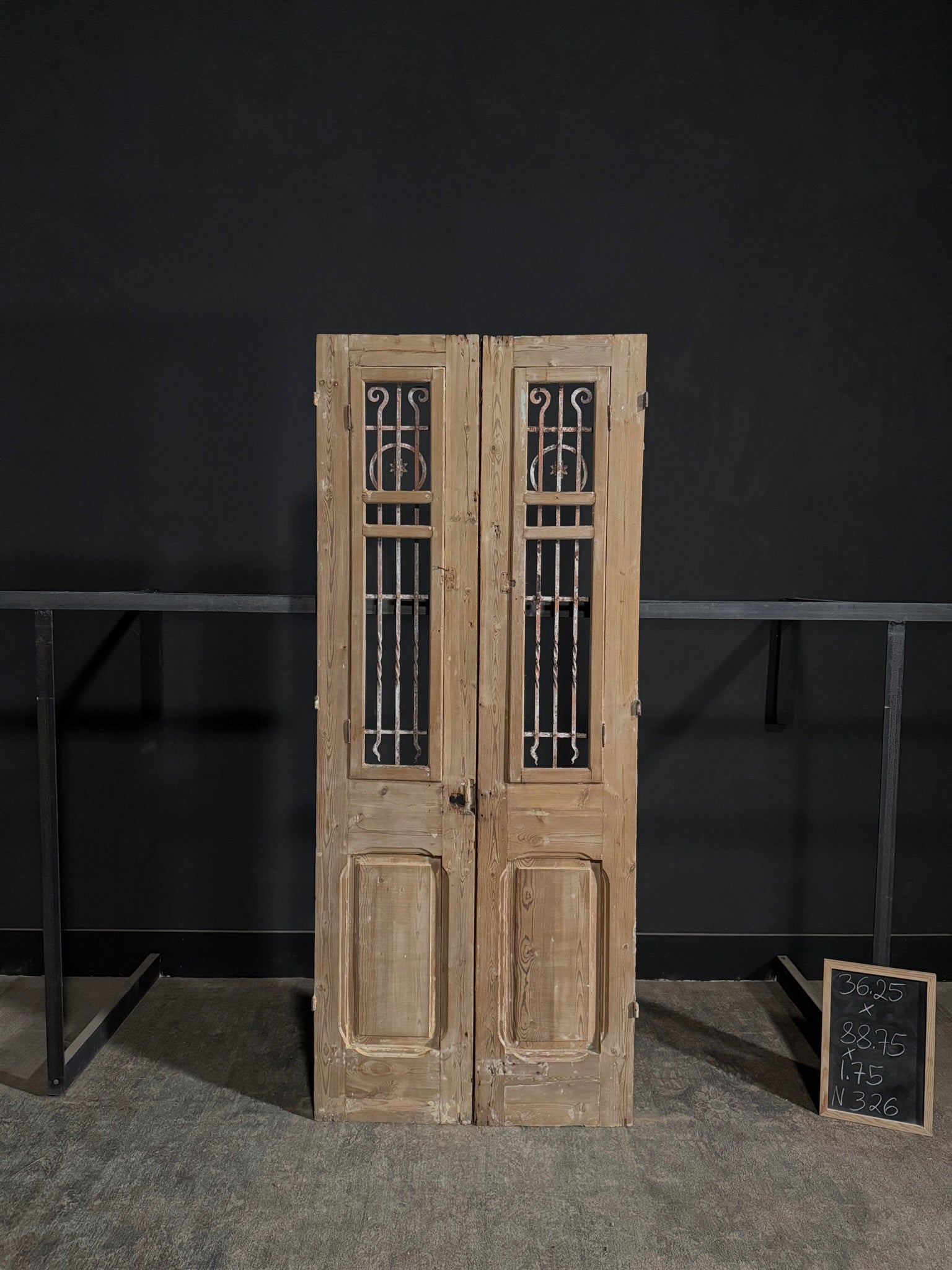 Antique Carved Iron French Doors - 36.25x88.75 - N326