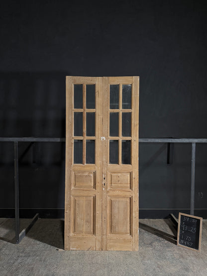 Antique Glass 6 Lite French Doors - 39.5x93.25 - N487