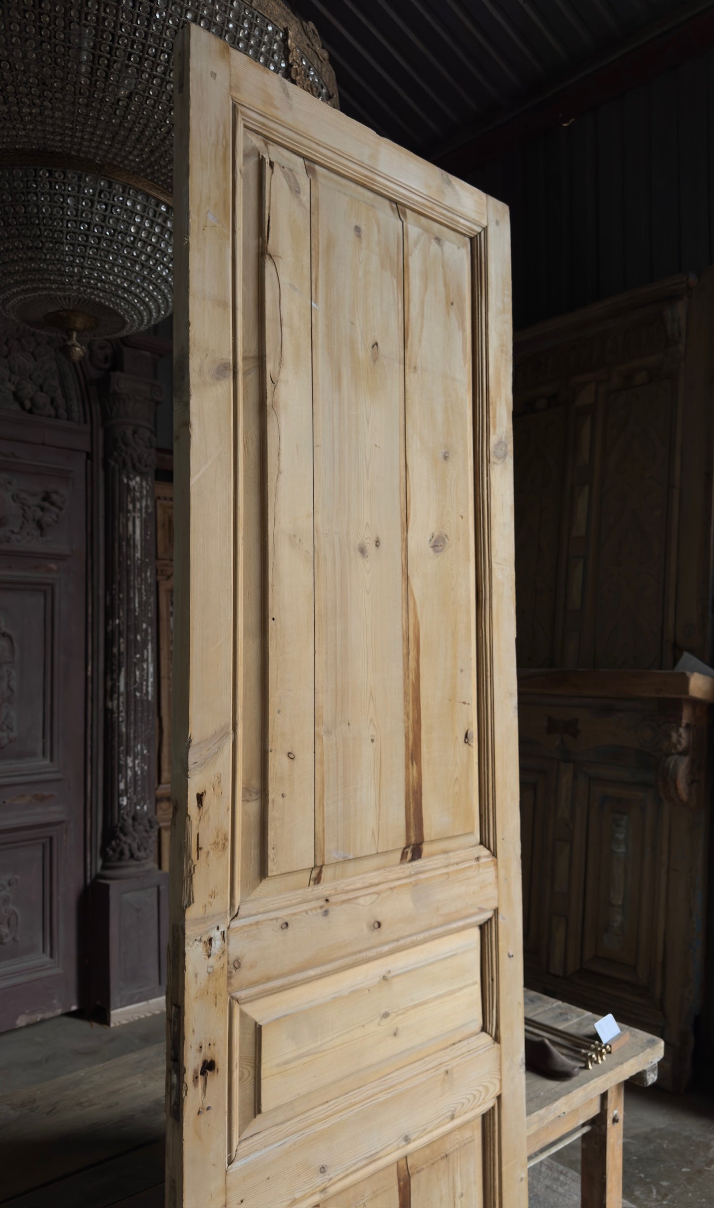 3 Panel Single Solid Antique Door - 30.25x105.5 - L169