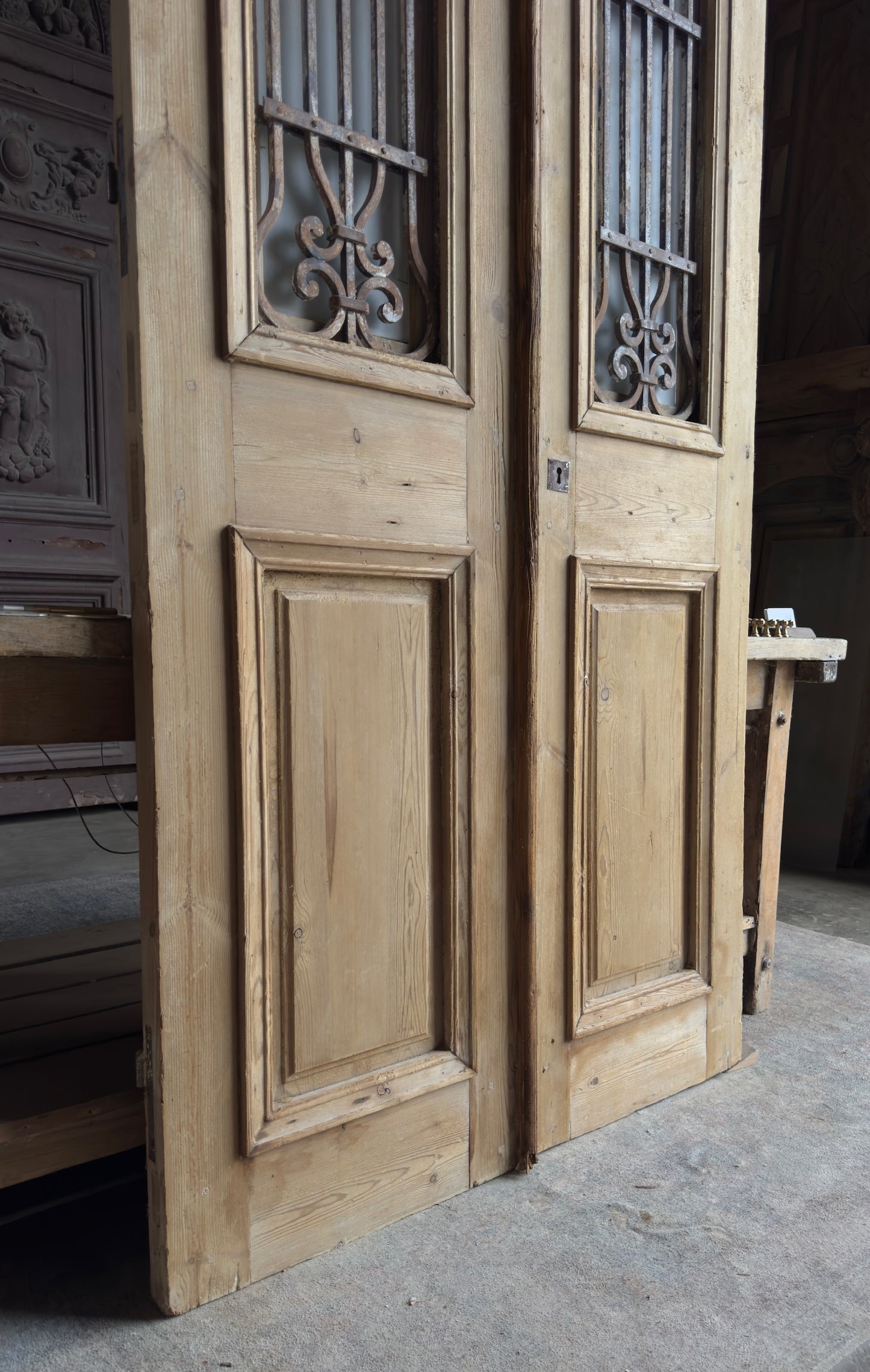 Antique Iron French Doors - 43.5x96.75 - L566