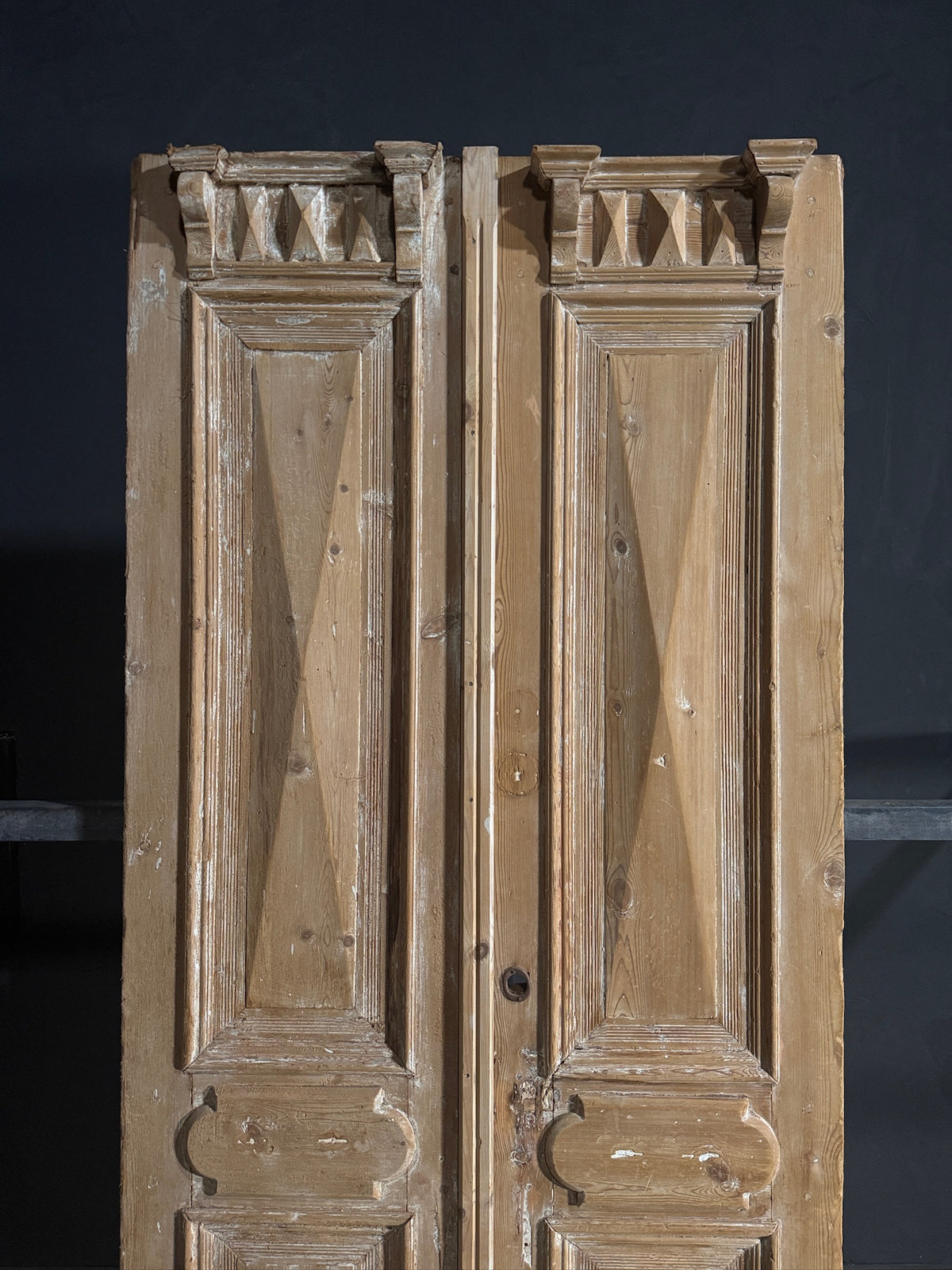 Antique Fluted 3 Panel Double Doors - 40.75x97 - N656
