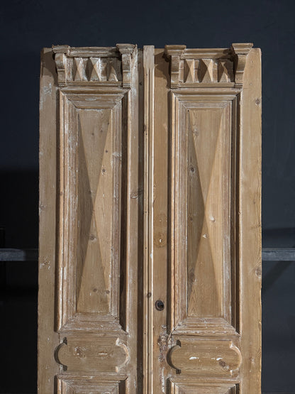 Antique Fluted 3 Panel Double Doors - 40.75x97 - N656