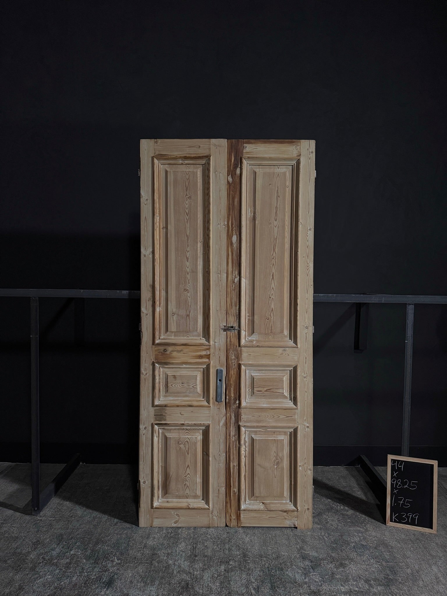 Antique Iron 3 Panel Double Doors - 44x98.25 - K399