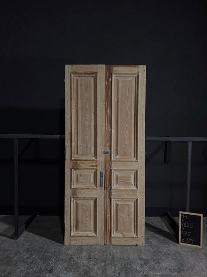 Antique Iron 3 Panel Double Doors - 44x98.25 - K399