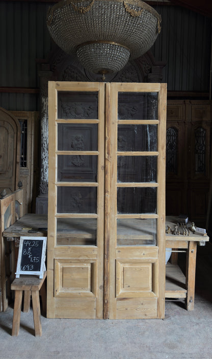 Antique Glass 5 Lite French Doors - 44.25x82 - 693