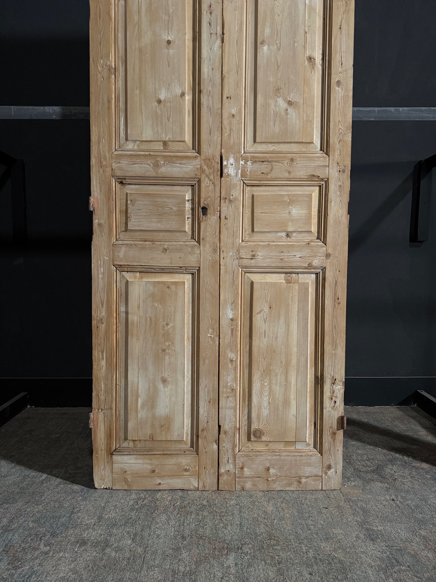 Antique Carved 3 Panel Double Doors - 39.25x105 - N122