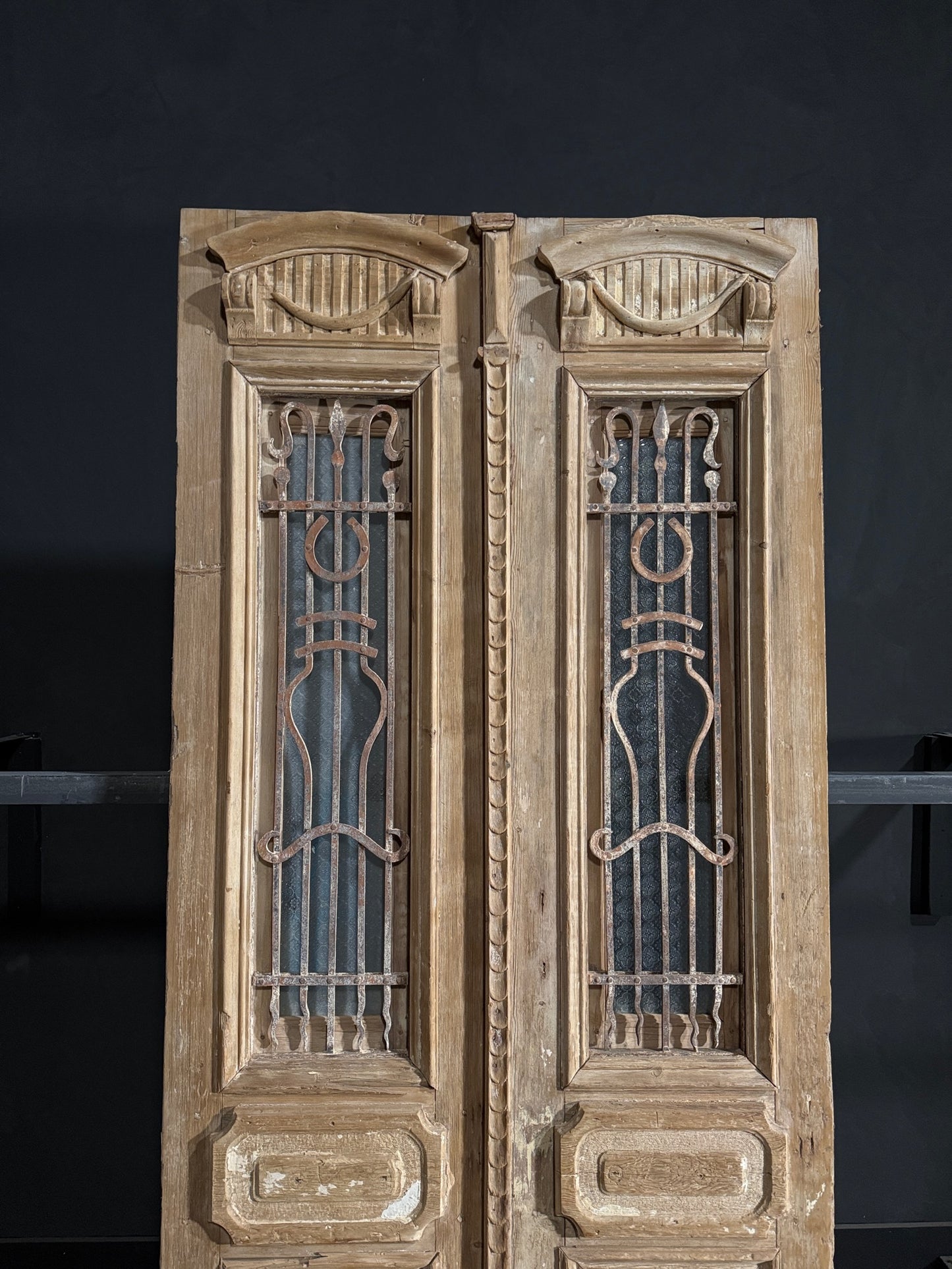 Antique Carved Iron French Doors - 43.5x98 - N100