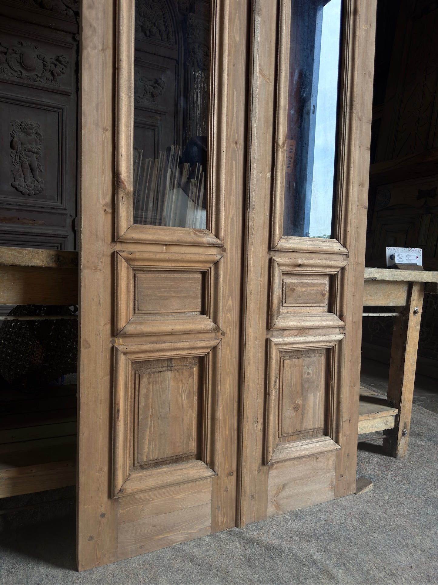 Handcrafted 3 Panel Arched Glass French Doors - 36x96 K1