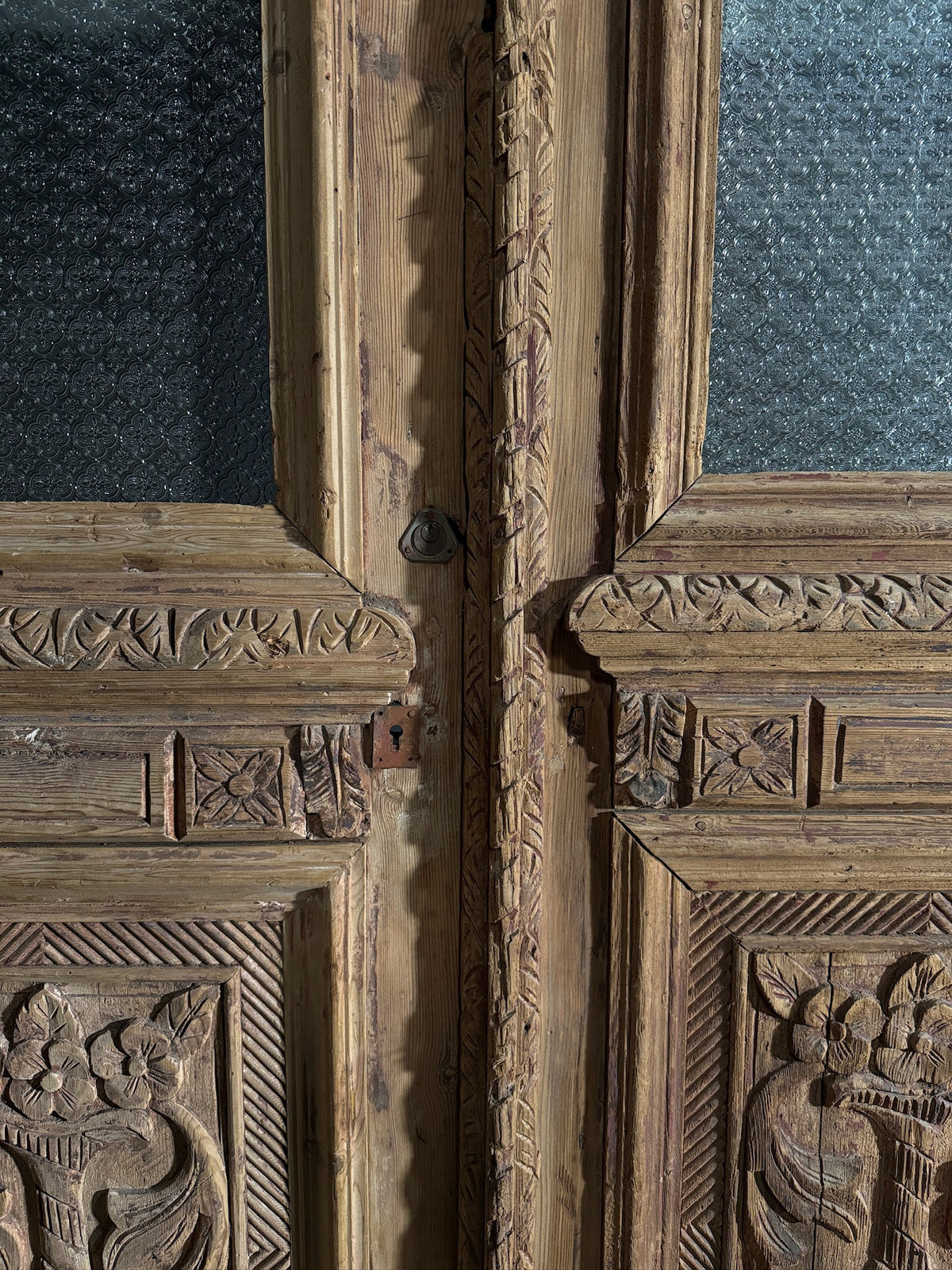 Antique Carved Iron French Doors - 56x98 - N583