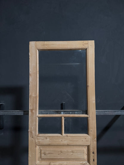 Antique Clear Glass Raised Panel Pantry Door - 32x94.25 - N758