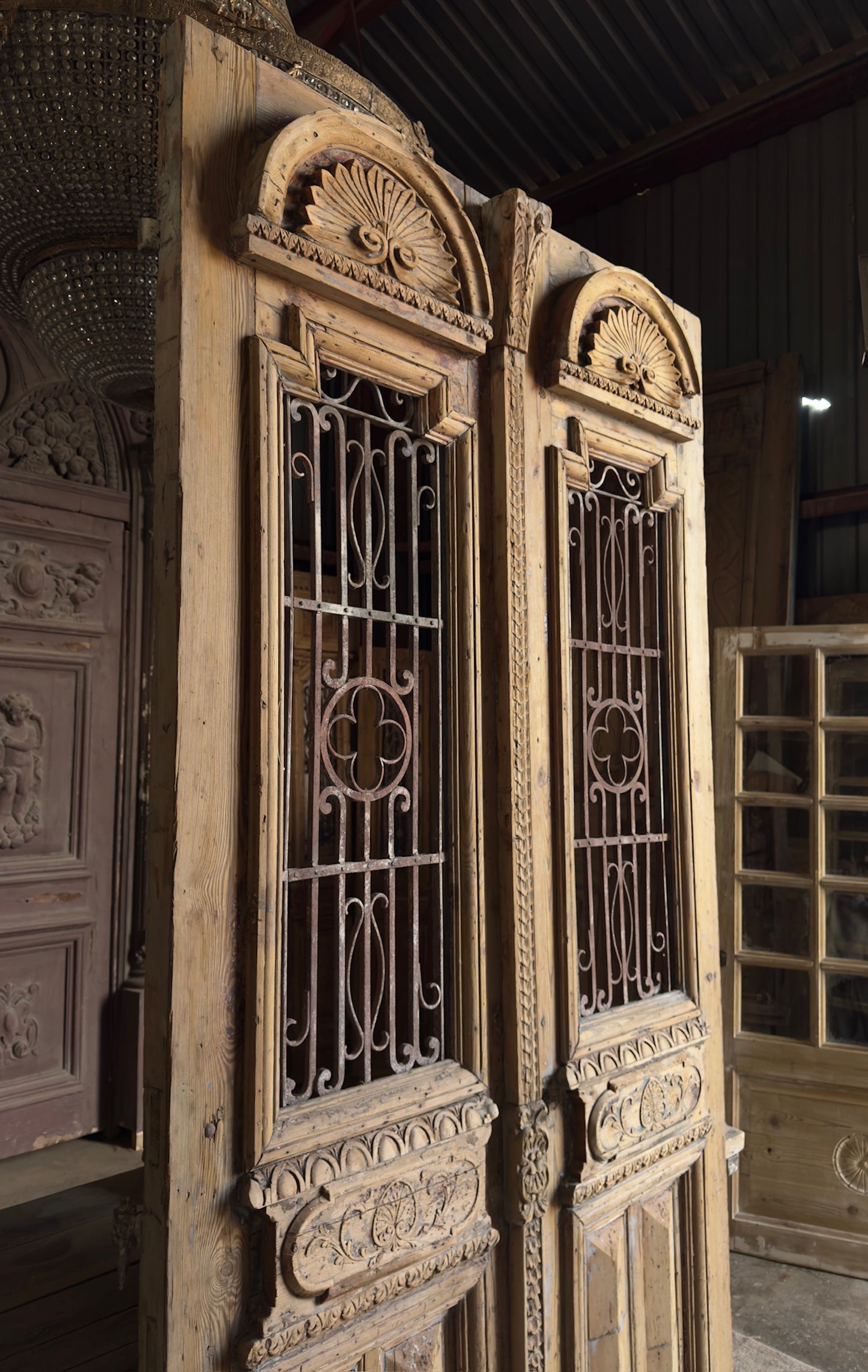 Grand Antique Iron French Doors - 57.5x110 - L205