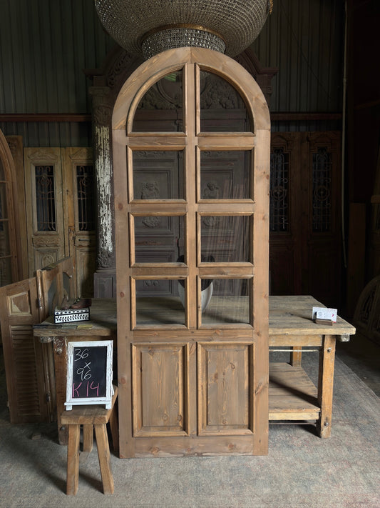 8 Light Arched Baltic Pine Door - 36x96 K14
