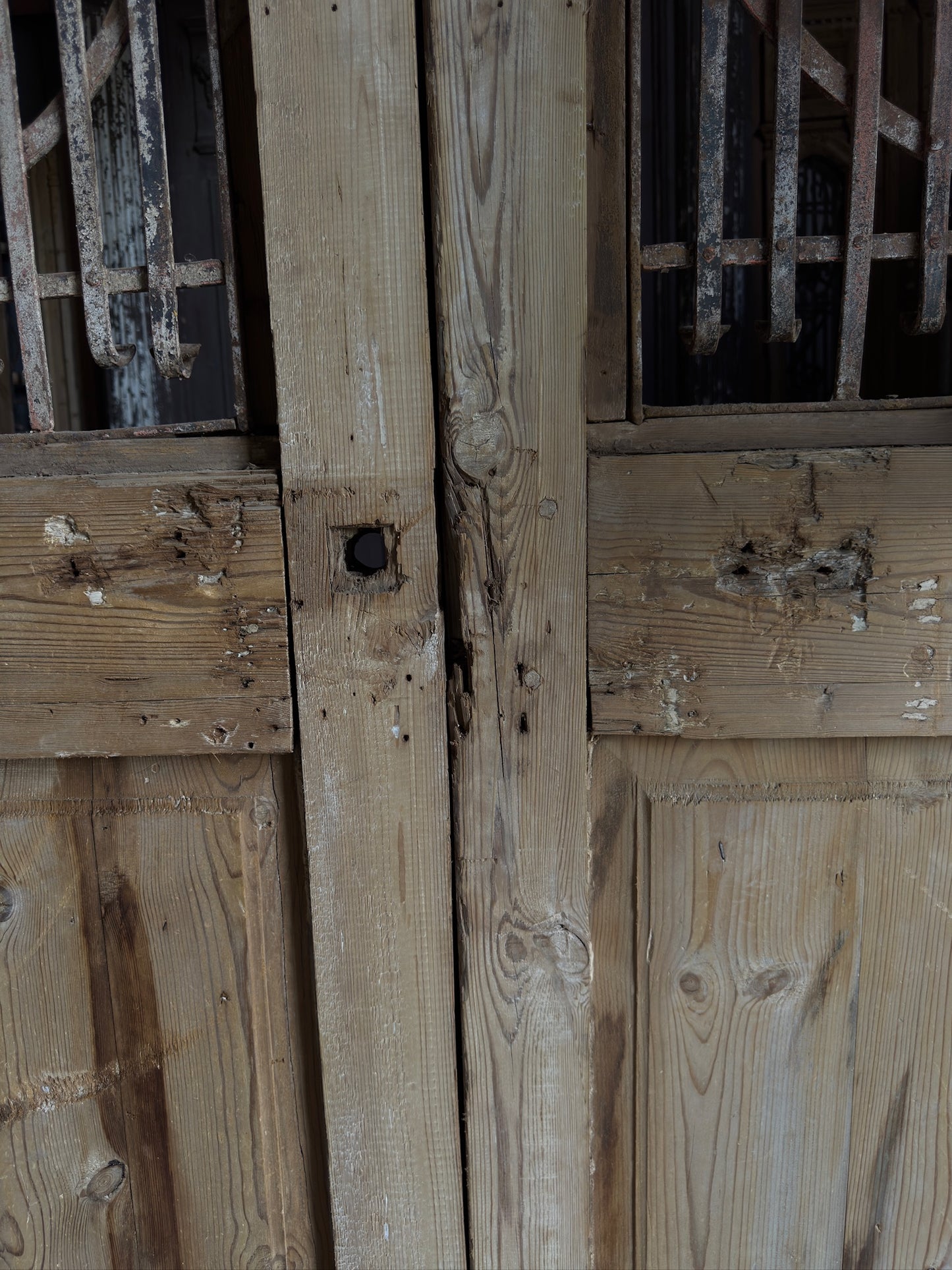 Antique Carved 2 Lite French Doors - 42.5x92.5 - L549