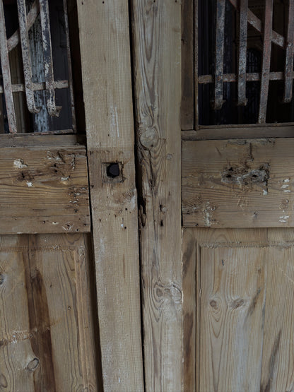 Antique Carved 2 Lite French Doors - 42.5x92.5 - L549