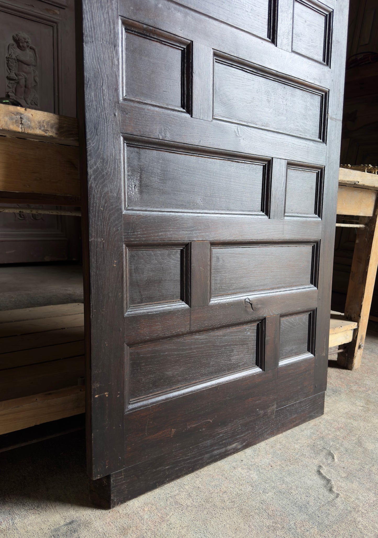 Spanish Coffered Panel Antique Single Door - 31.5x74 - L257