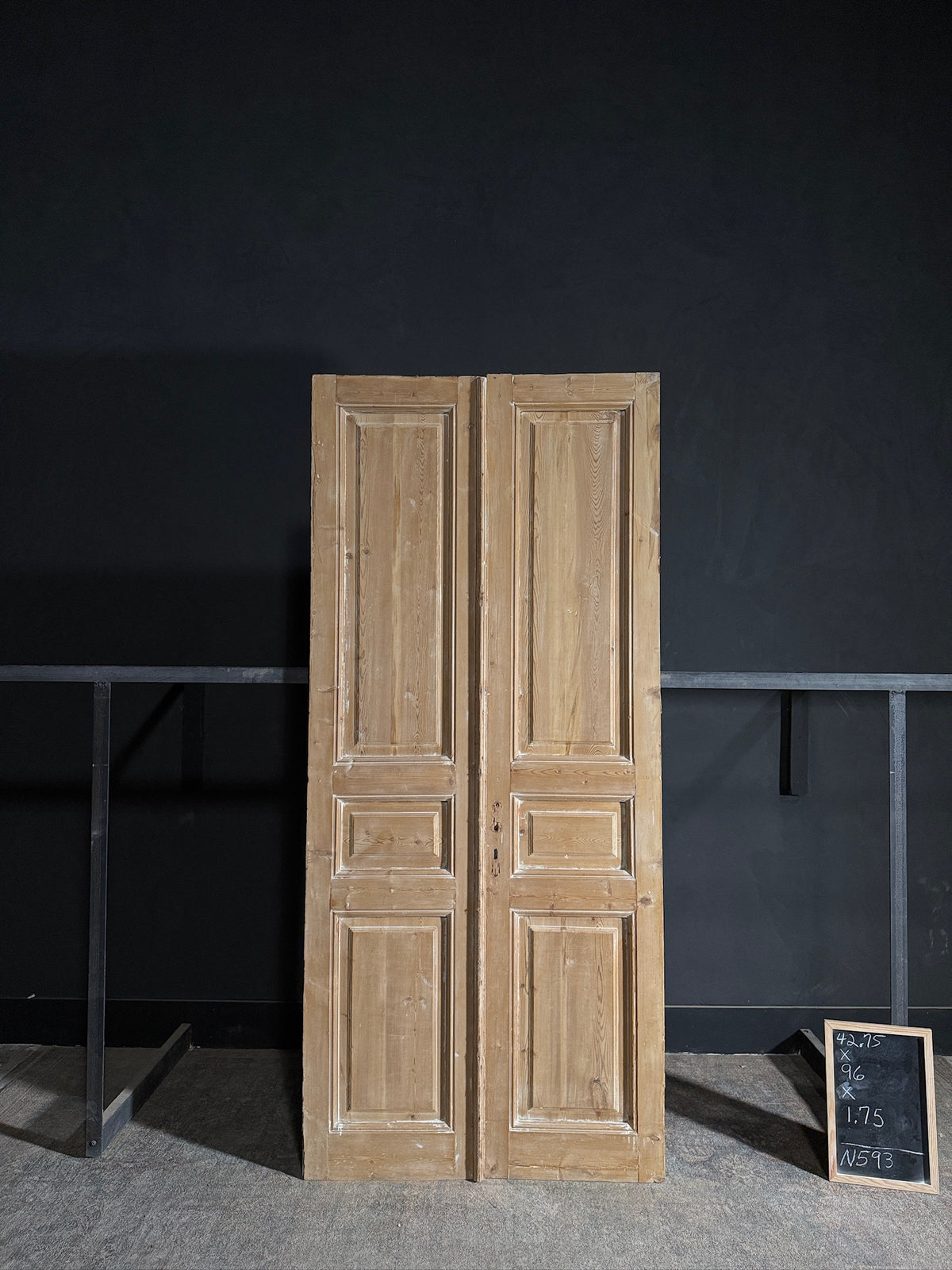 Antique 3 Panel Solid Double Doors - 42.75x96 - N593