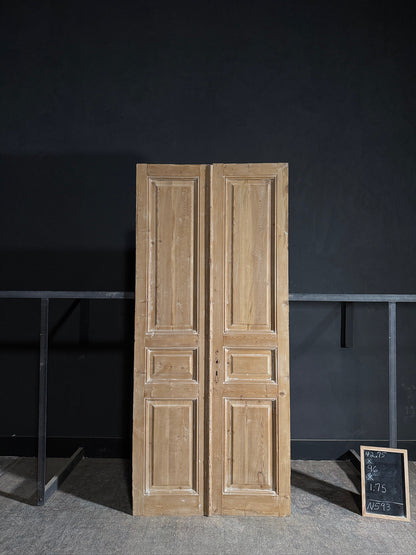 Antique 3 Panel Solid Double Doors - 42.75x96 - N593