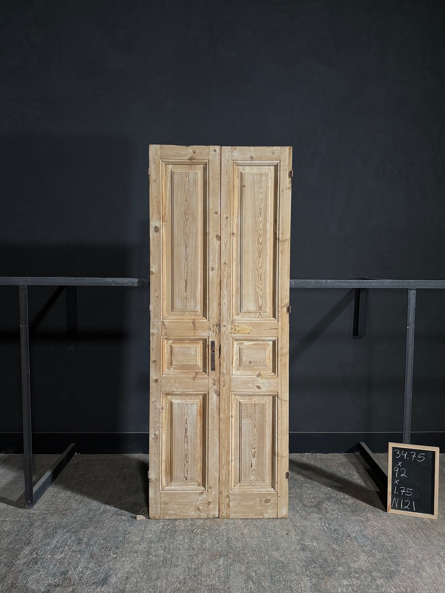 Antique Carved 3 Panel Double Doors - 34.75x92 - N121