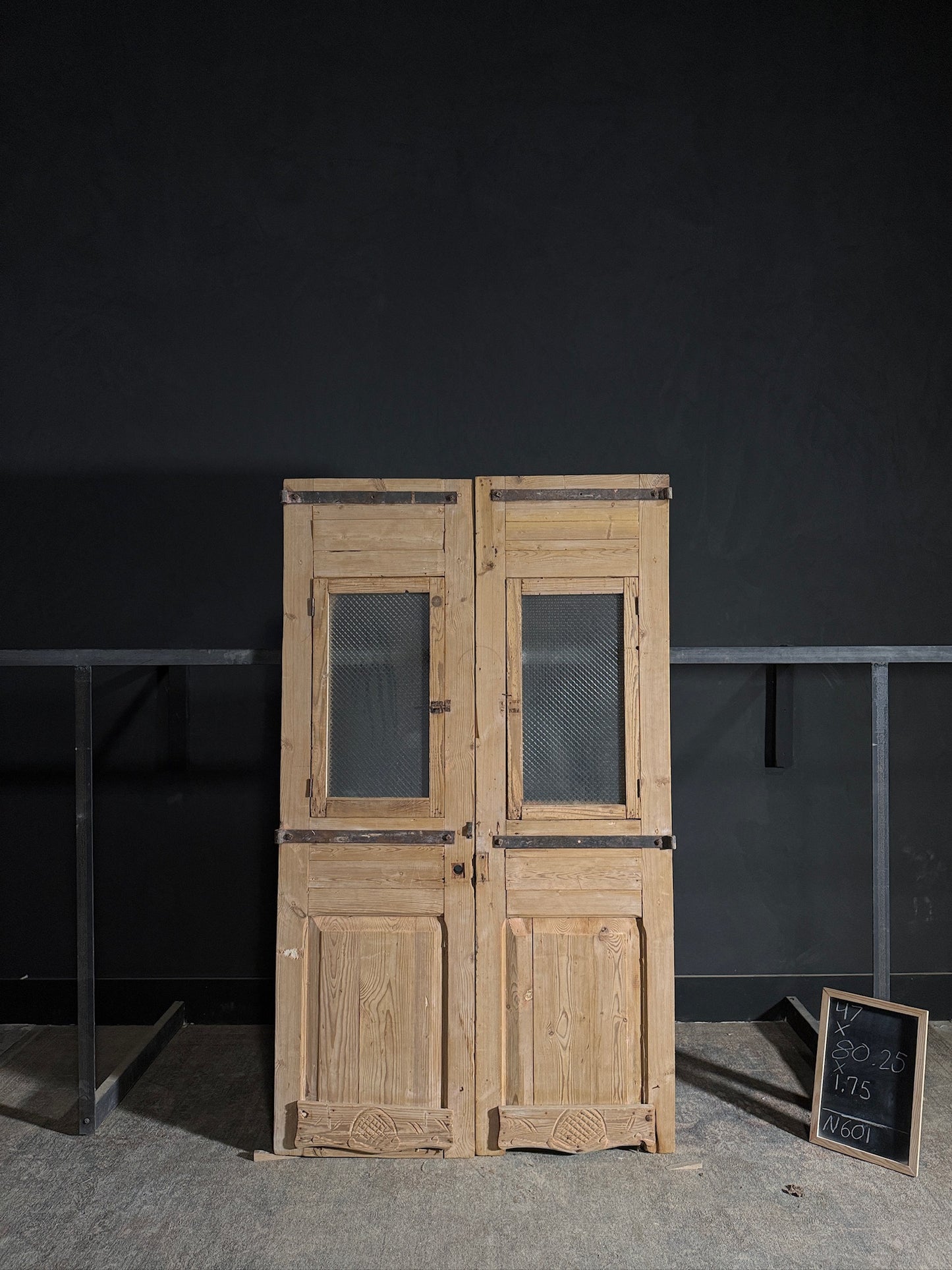 Antique Carved 1 Lite French Doors - 47x80.25 - N601