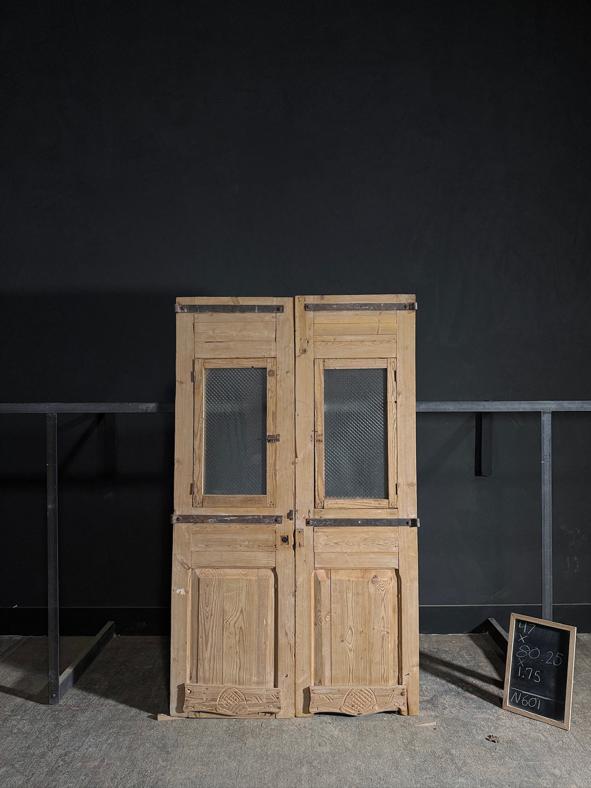 Antique Carved 1 Lite French Doors - 47x80.25 - N601