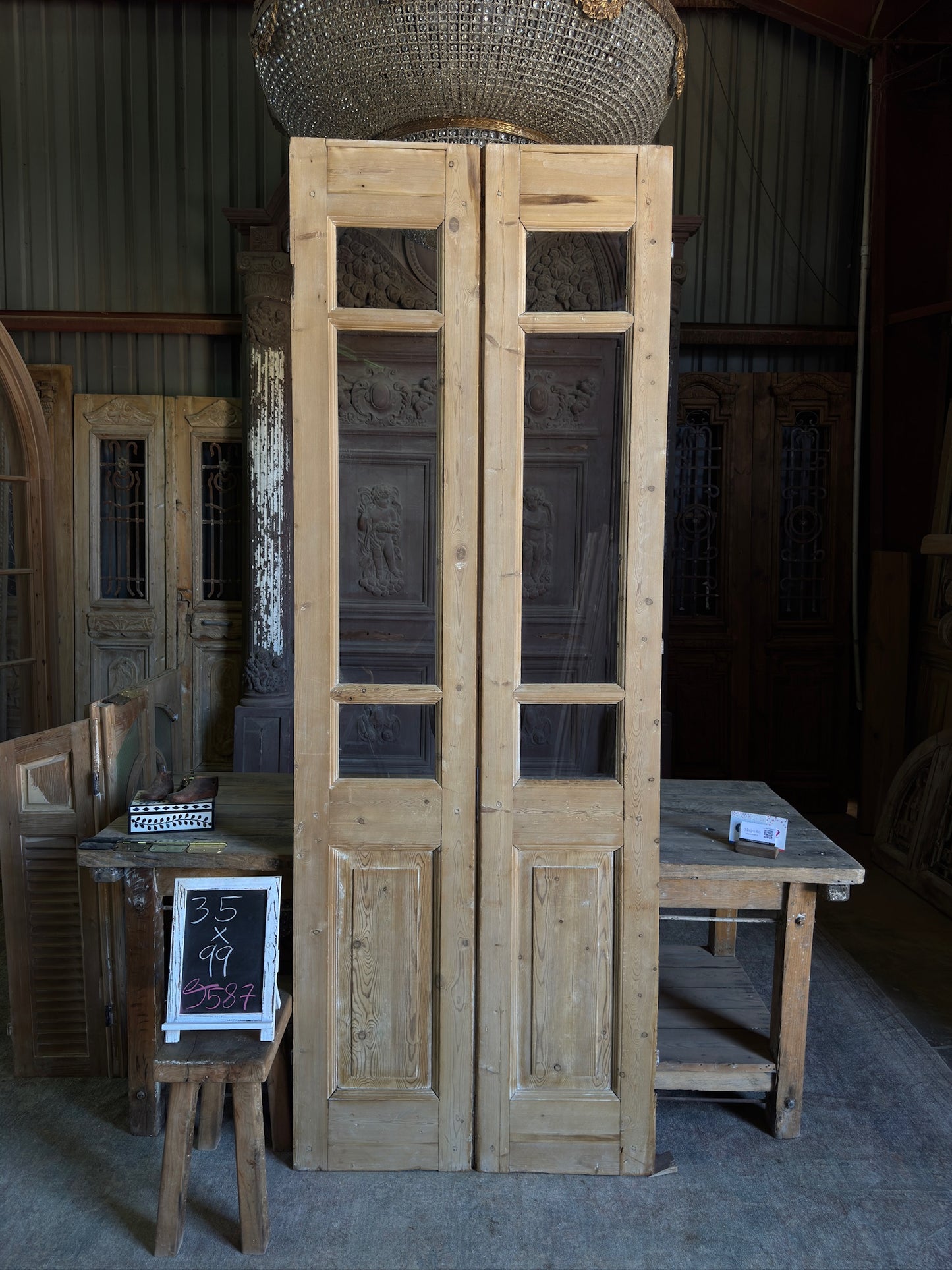 Glass Antique French Doors - 35x99 J587