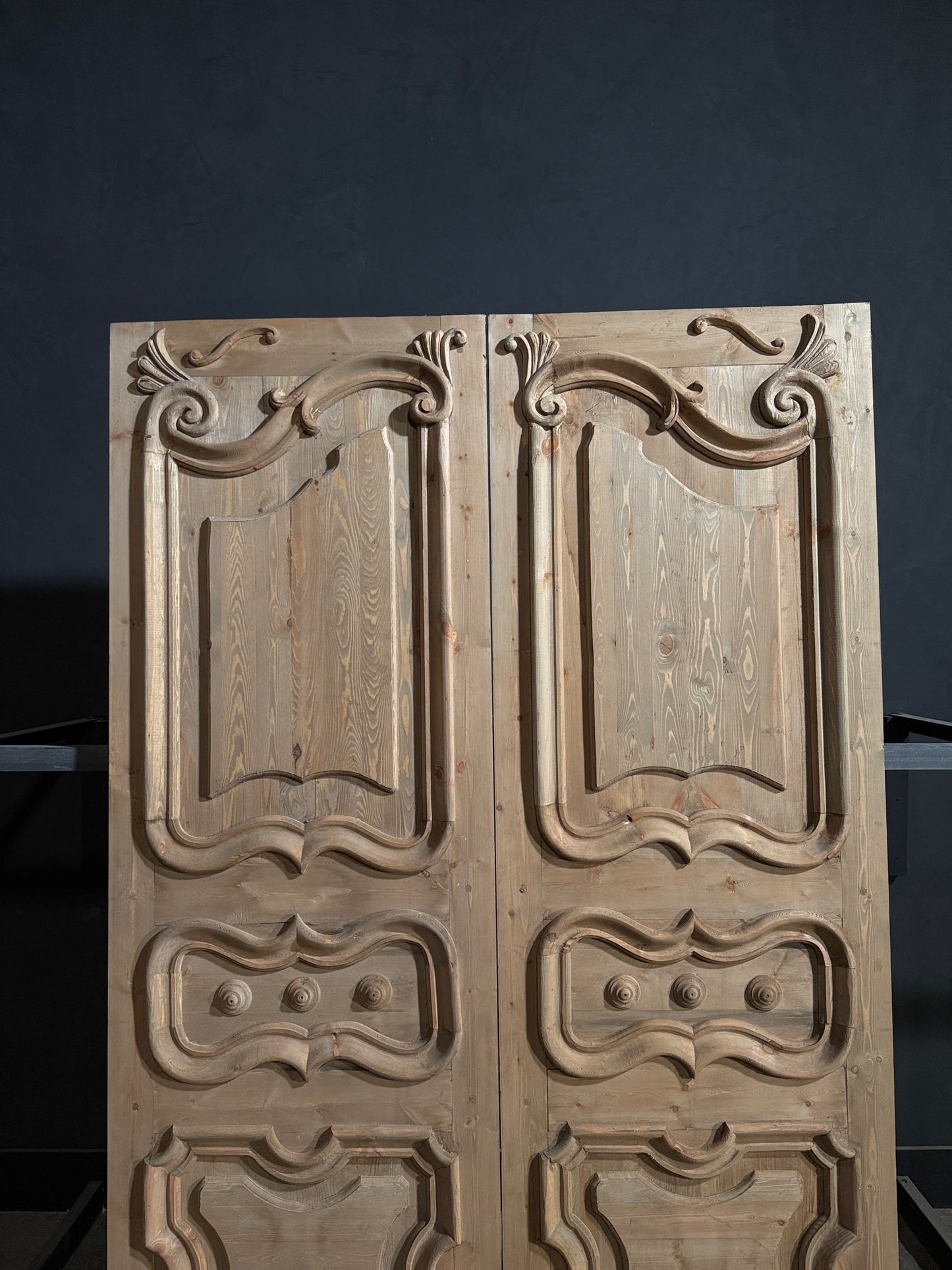 Handcrafted Whimsically Carved Solid French Doors - 64x96 - N200