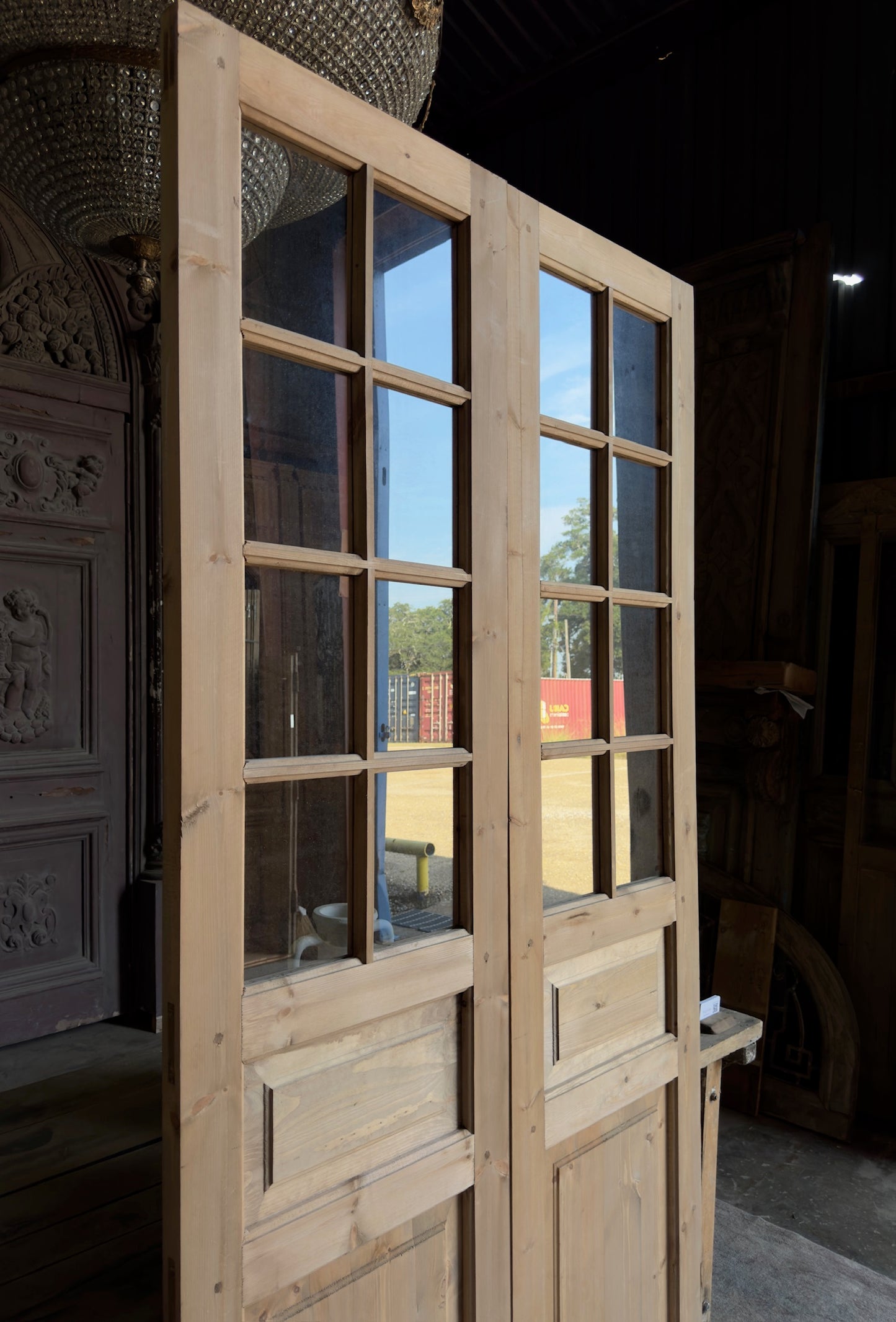 Handcrafted 8 Lite Glass French Doors - 48x96 L9