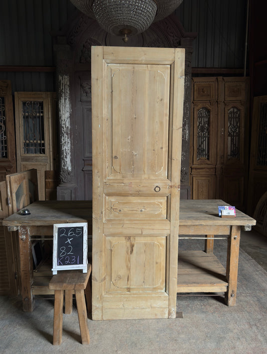 3 Panel Single Solid Antique Door - 26.5x82 K231