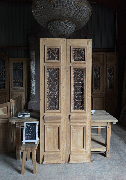 Stately Antique Iron French Doors - 36.5x88 K131