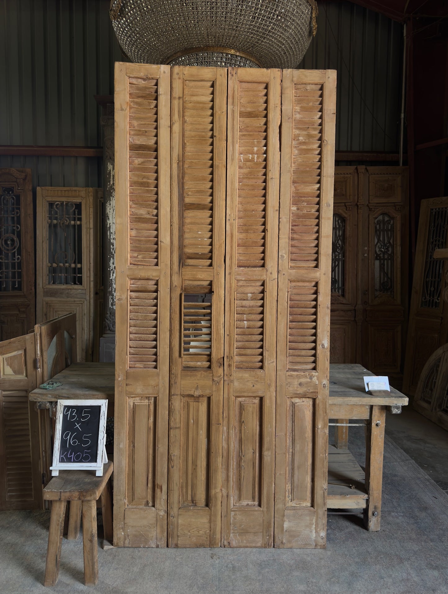 European French Antique Louvered Shutters - 43.5x96.5 K405