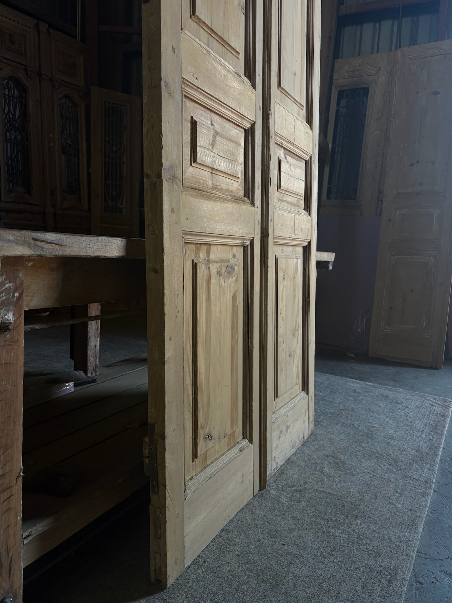 3 Panel Antique Solid French Doors - 42.75x93.75 - L101