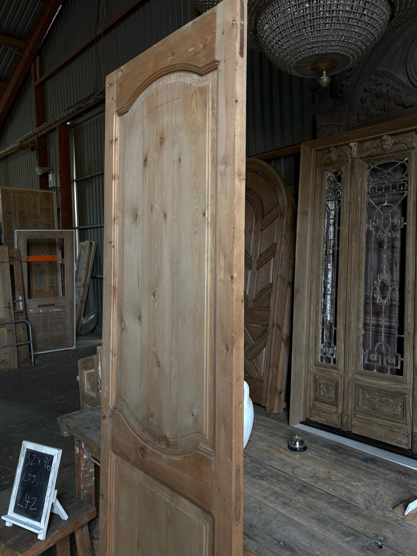 (The Helena) Handcrafted Hand carved Solid French Door - 32x96 L42
