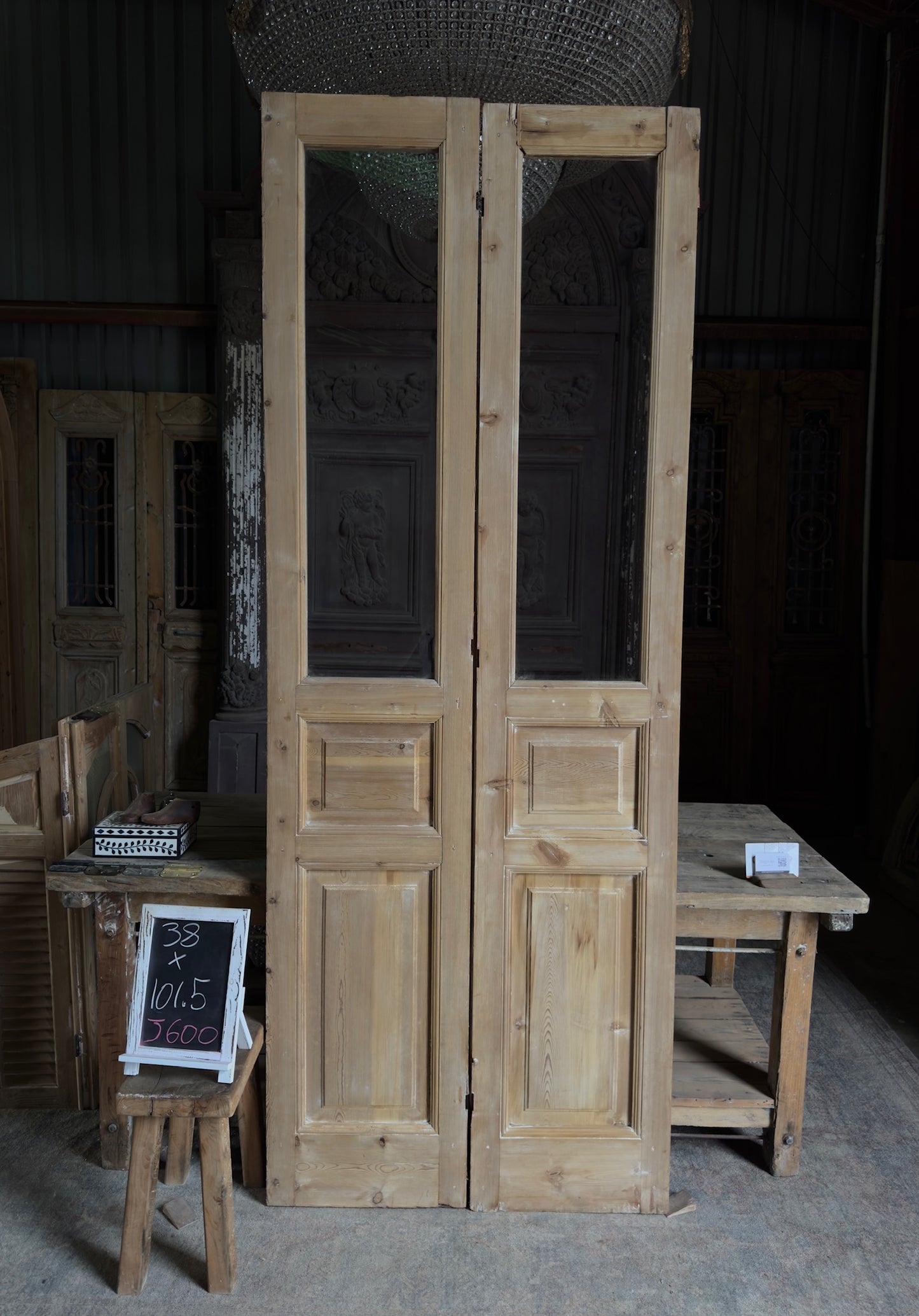 Glass Antique French Doors - 38x101.5 J600
