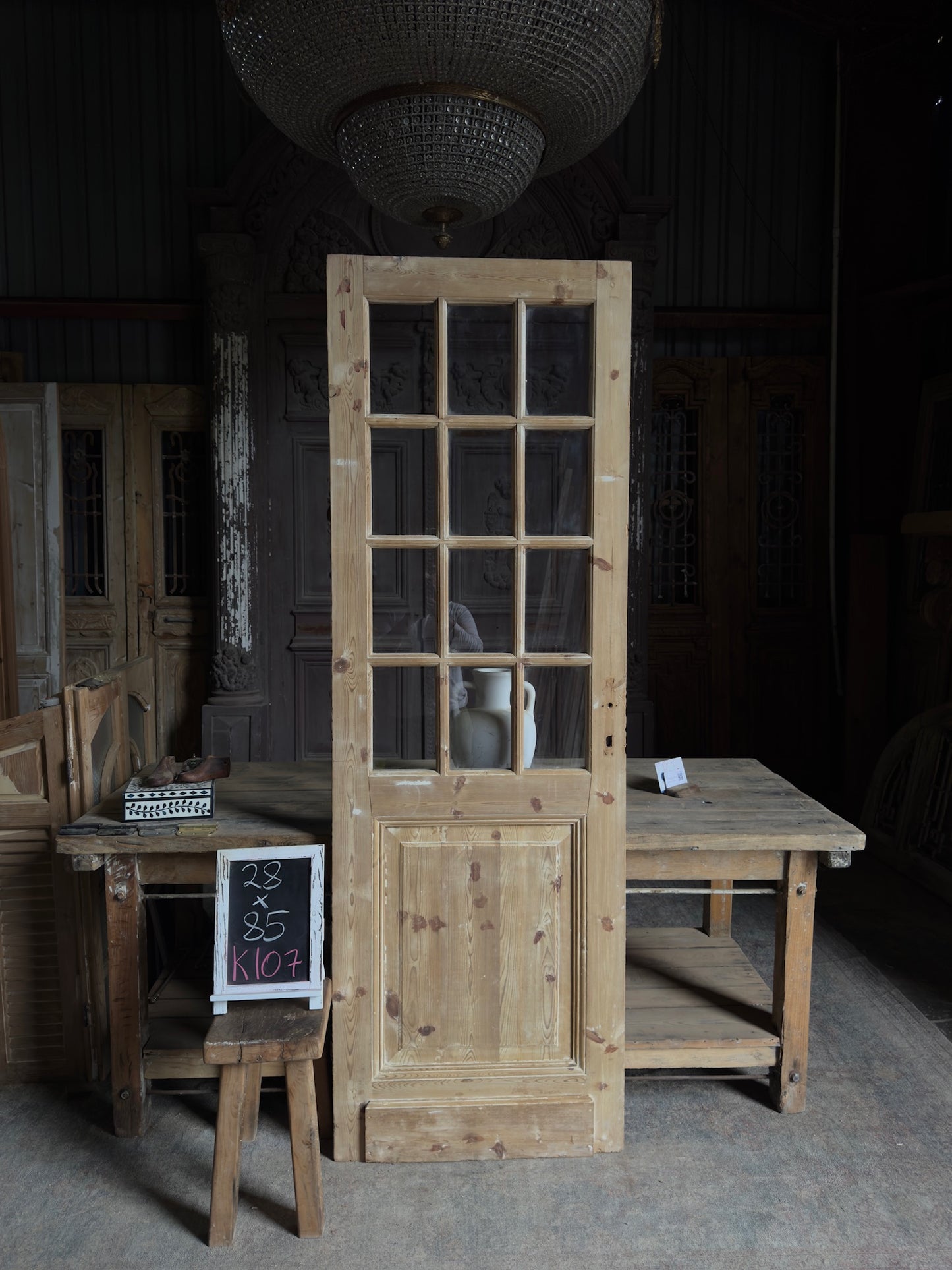 Antique 12 Lite Glass Single Door - 28x85 K107