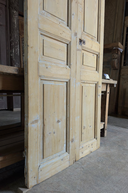 3 Panel Antique Solid French Doors - 37x97 K334