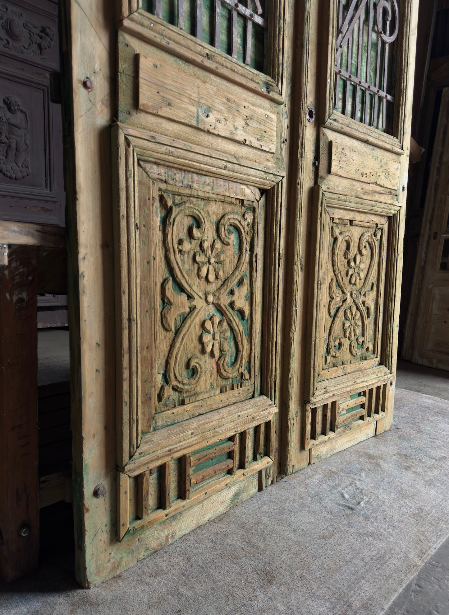 Massive Antique Iron French Doors - 60.5x116 - L202