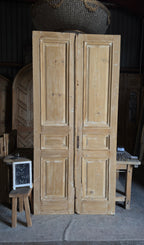 Raised Molding 3 Panel Antique Solid French Doors - 46.5x100 - L361