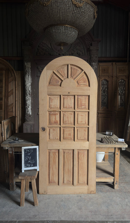 Antique Arched Panel Single Door - 34.5x84 - L417