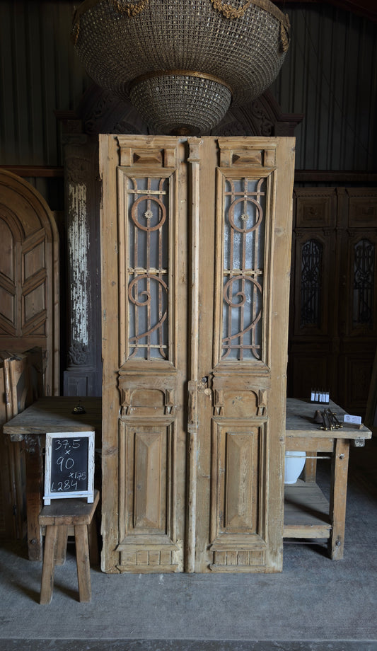 19th Century Antique Iron French Doors - 37.5x90 - L284