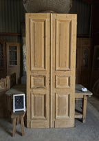 Raised Molding 3 Panel Antique Solid French Doors - 43x98.5 K388