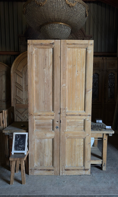 3 Panel Antique Solid French Doors - 43x91.5 - L345
